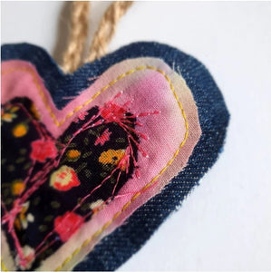 Hope Hearts, handmade upcycled denim and cotton, sustainably made in Melbourne Australia by Minnie&Lou 