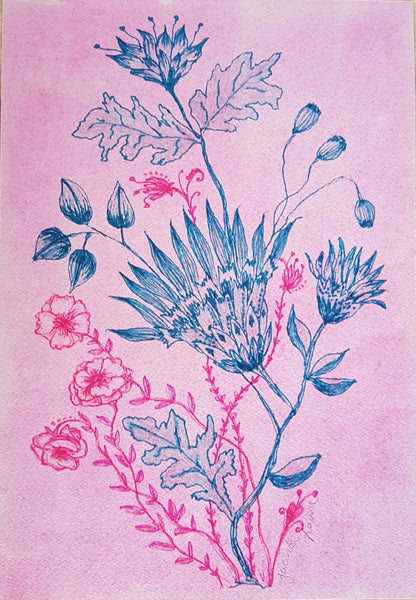 Boho Vintage Blooms art print by Minnie&Lou 