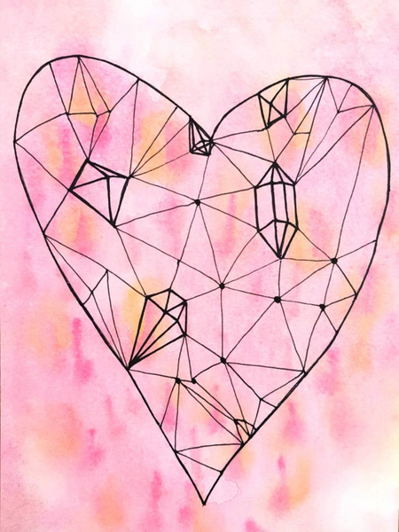 Jewelled Heart archival art print by Minnie&Lou 