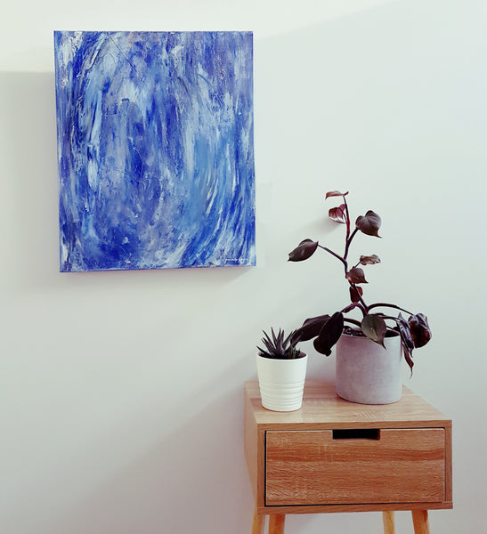 Blue Abstract modern art work by Jacinta Payne, Melbourne Australia. Art for your walls. 