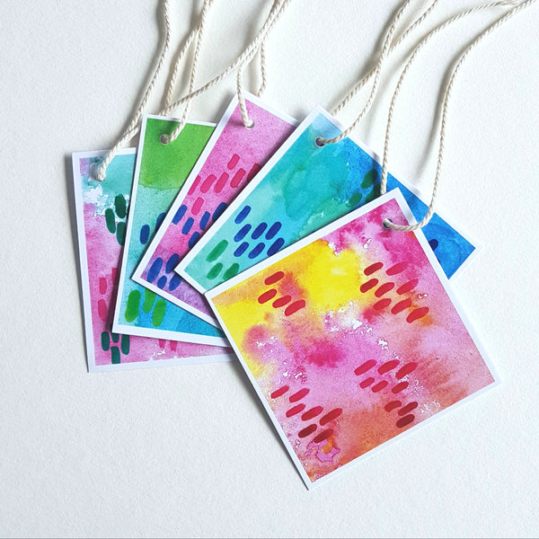 Minnie&Lou gift tags, printed from the original hand printed watercolour designs by Jacinta Payne 