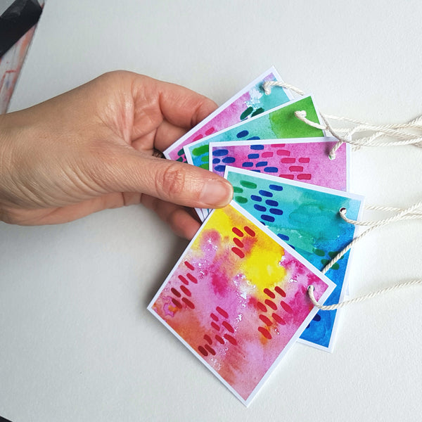 Any occasion gift tags, modern designs printed from the original watercolours of Jacinta Payne