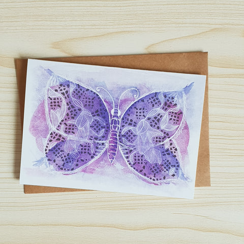 'Serene Blue Moth' any occasion Greeting Card by Minnie&Lou