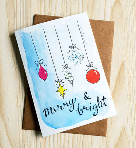 Merry & Bright Christmas card by Minnie&Lou