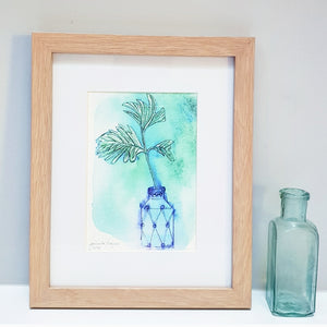 Modern botanical watercolour, Green leaf watercolour 