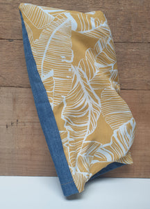 "Mustard Leaf print" upcycled fabric wheat bag