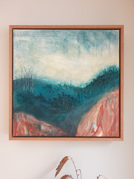 Dawn Blush II, abstracted landscape by Warrandyte artist Jacinta Payne