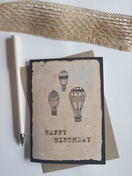 Old Fashioned Hot Air Balloon Happy Birthday Card