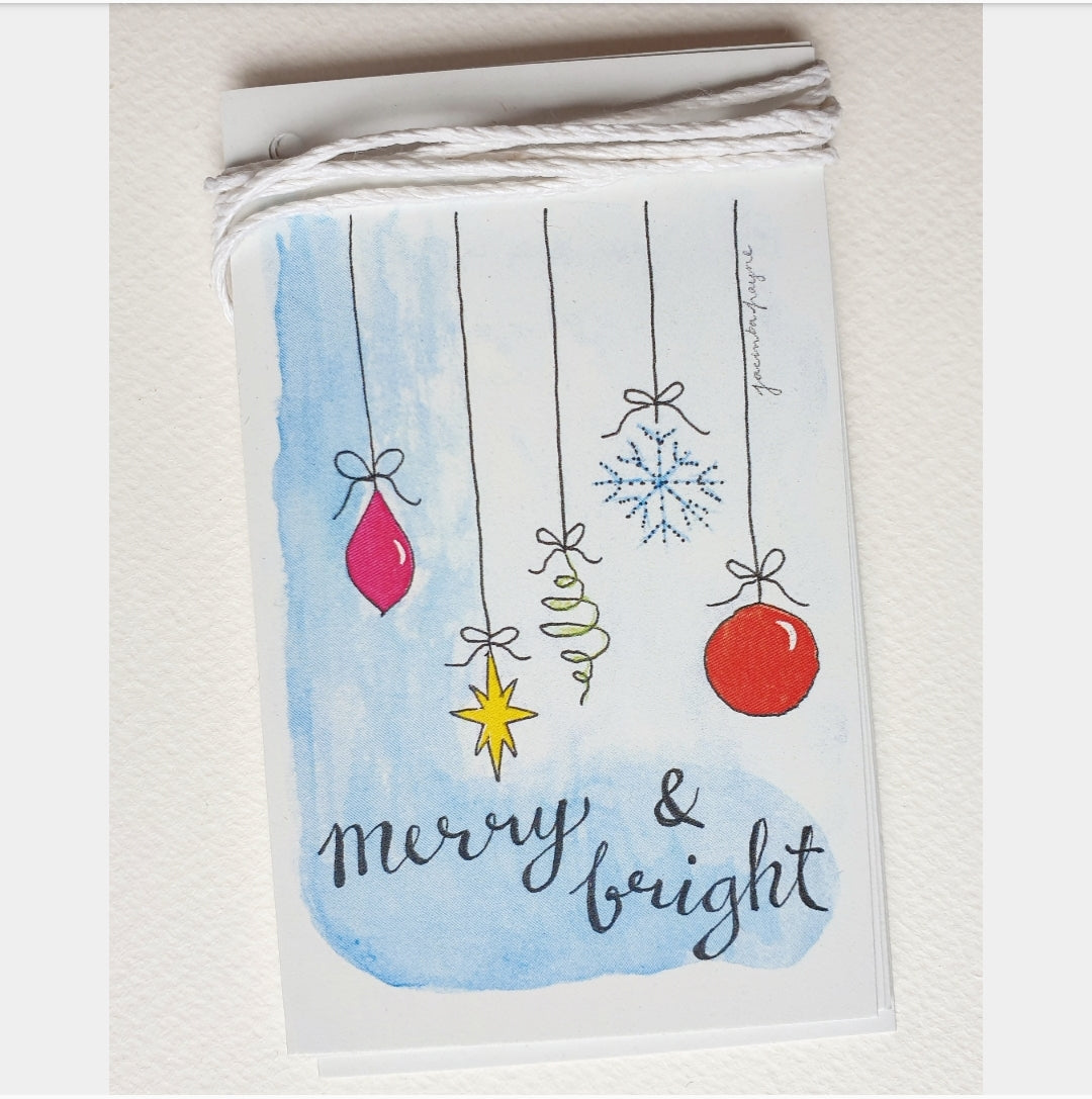 Merry & Bright Christmas Baubles Gift Tags Set Of 5