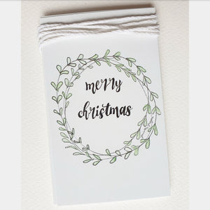 Merry Christmas "Wreath" Gift Tag Set of 5