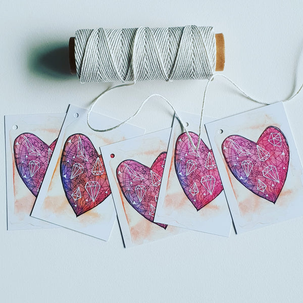 Wedding stationery, love heart gift tags