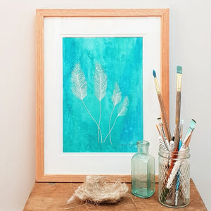 'Feathers and Teal' modern  art print