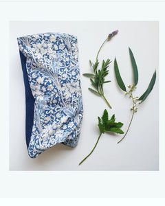 Eco friendly wheat bag made with upcycled fabric - Blue Floral Print