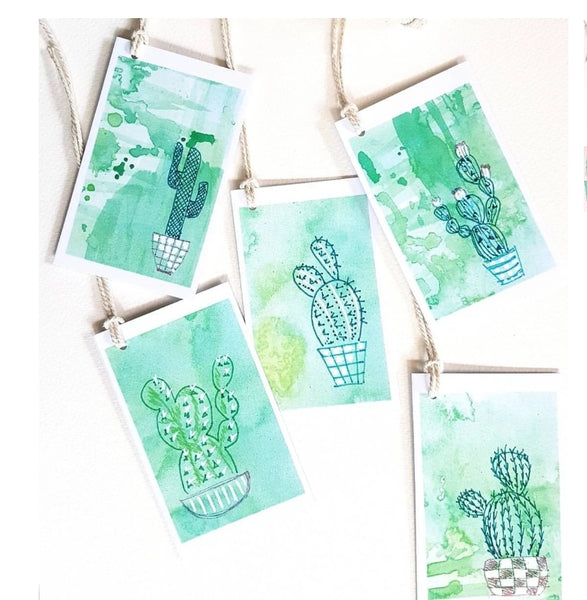 'For the love of Cacti' set of 7 Gift tags