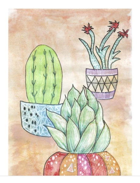 'Cute Cactus 1&2' Archival Art Print Set