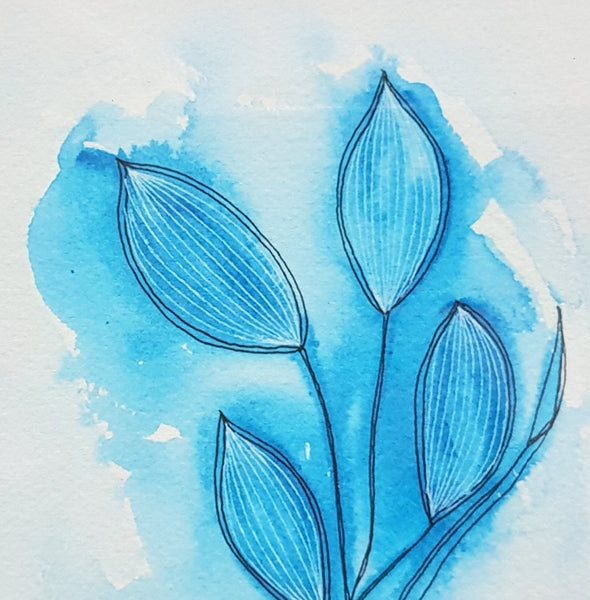 Modern blue watercolour print