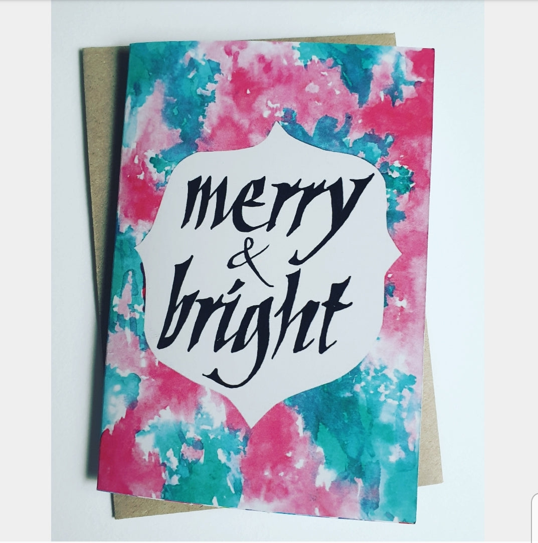Merry & Bright Christmas card, eco Christmas gift stationery, Made in Melbourne by Minnie and Lou 