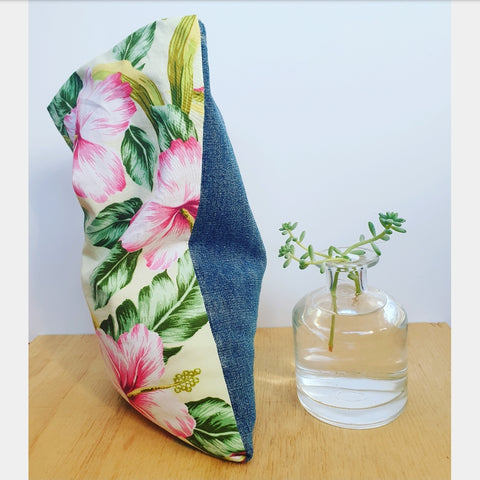 Hibiscus print wheat bag, eco friendly recycled fabric, Australian made
