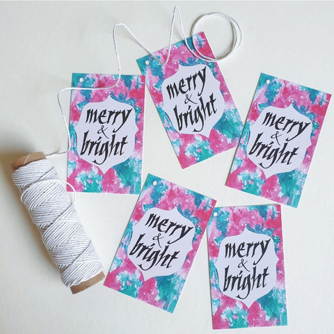 Merry & Bright Eco Christmas Gift Tags Set of 5