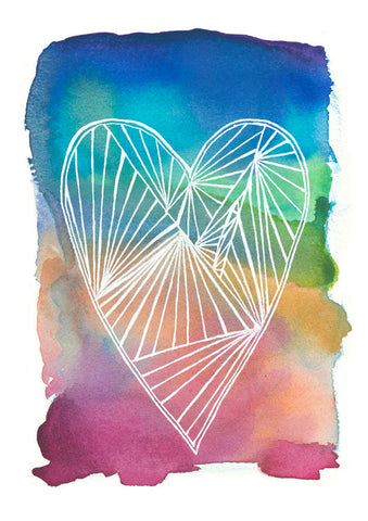 Rainbow Heart Archival Wall Art Print #loveislove