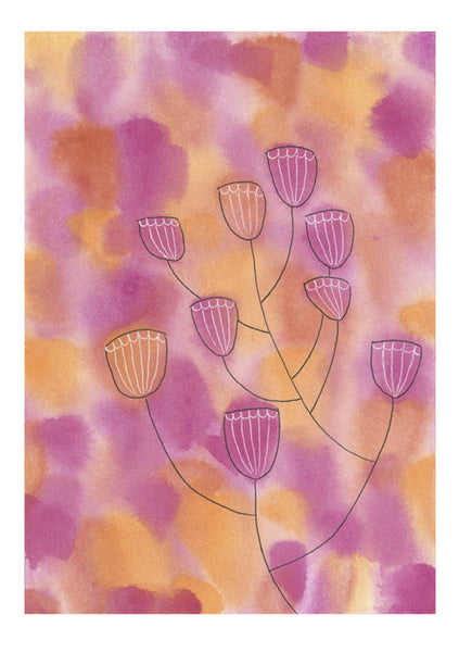 Pink and Orange tulip painting, archival quality print of the original by Jacinta Payne
