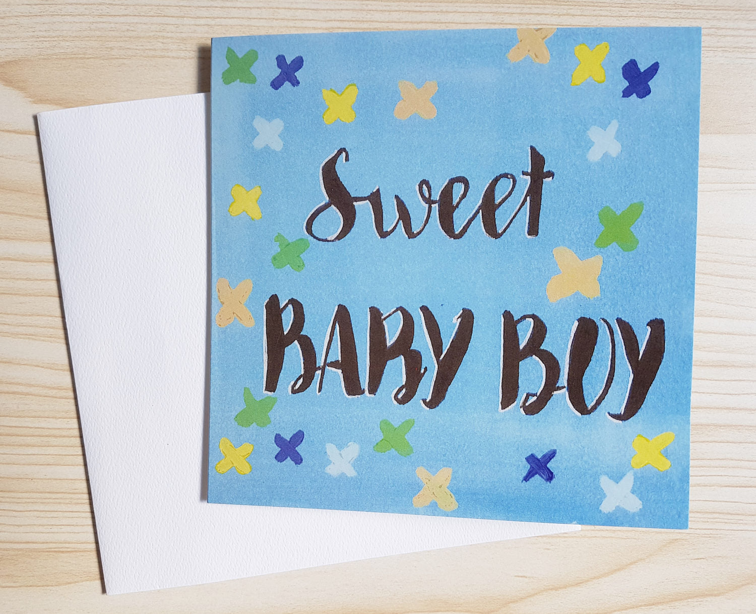 "Sweet Baby Boy" new baby cards, Minnie&Lou eco friendly baby card collection.