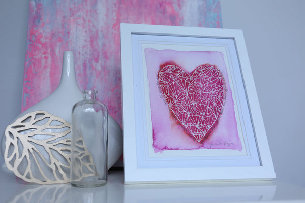 Art for the guest room, love heart print with love quote "awakens the soul"