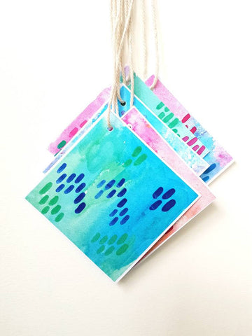 Colour pop Gift tags by Minnie&Lou, bright watercolour design