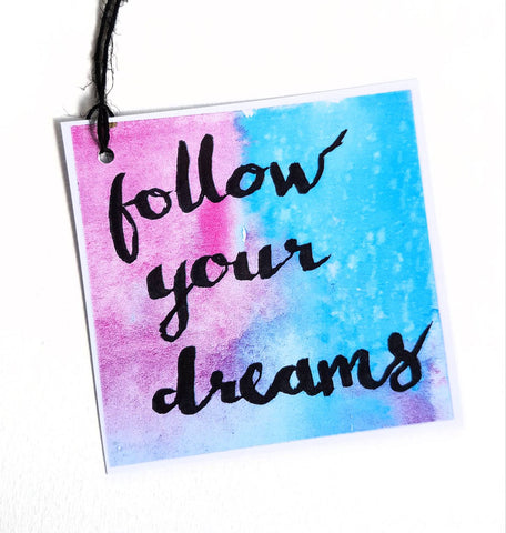 Minnie&Lou gift tag collection - Follow Your Dreams motivational gift tag